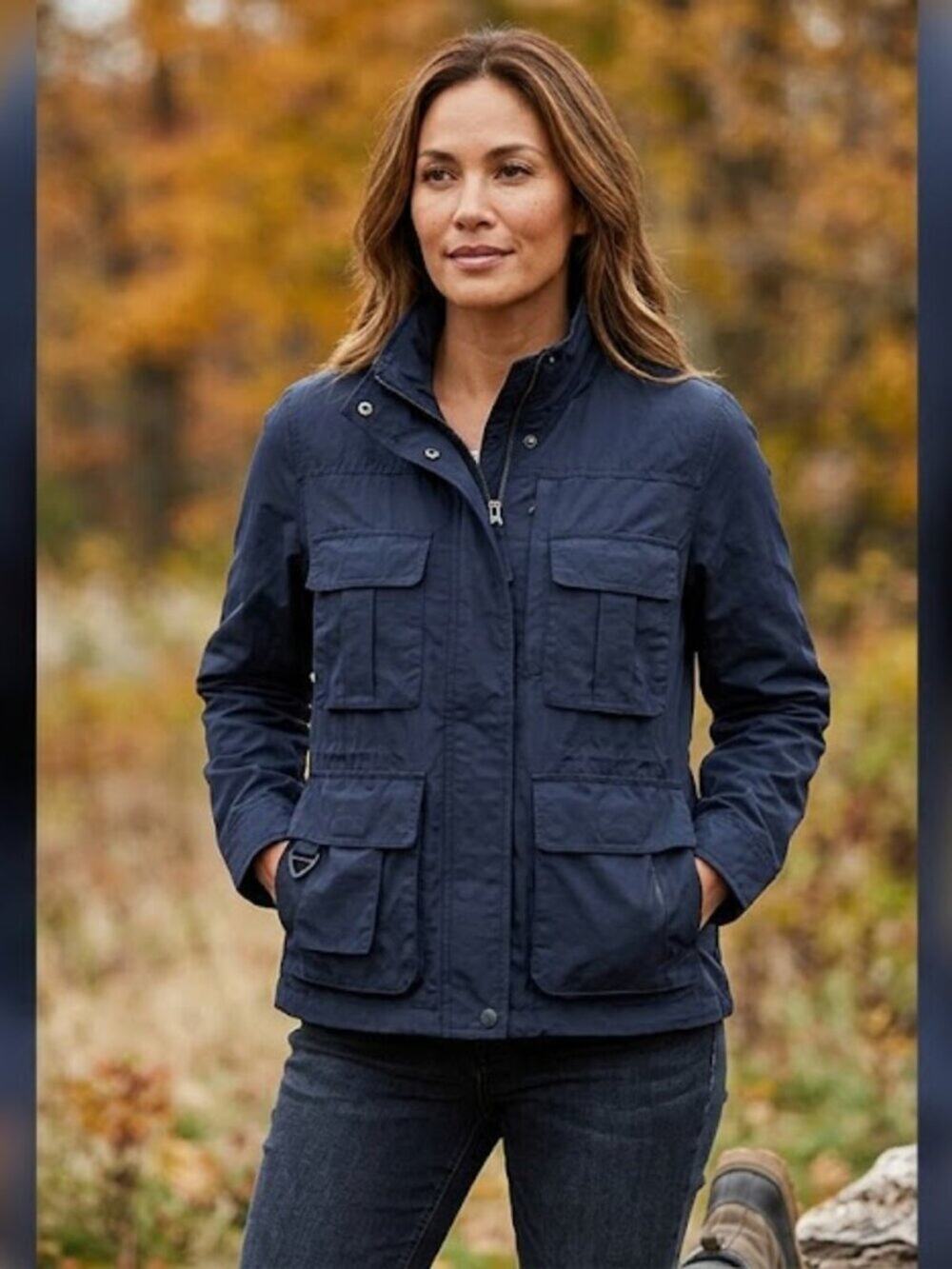 Farthest Point Sally Lightweight Utility Jacket | Navy Blue | Petite Medium (MP)